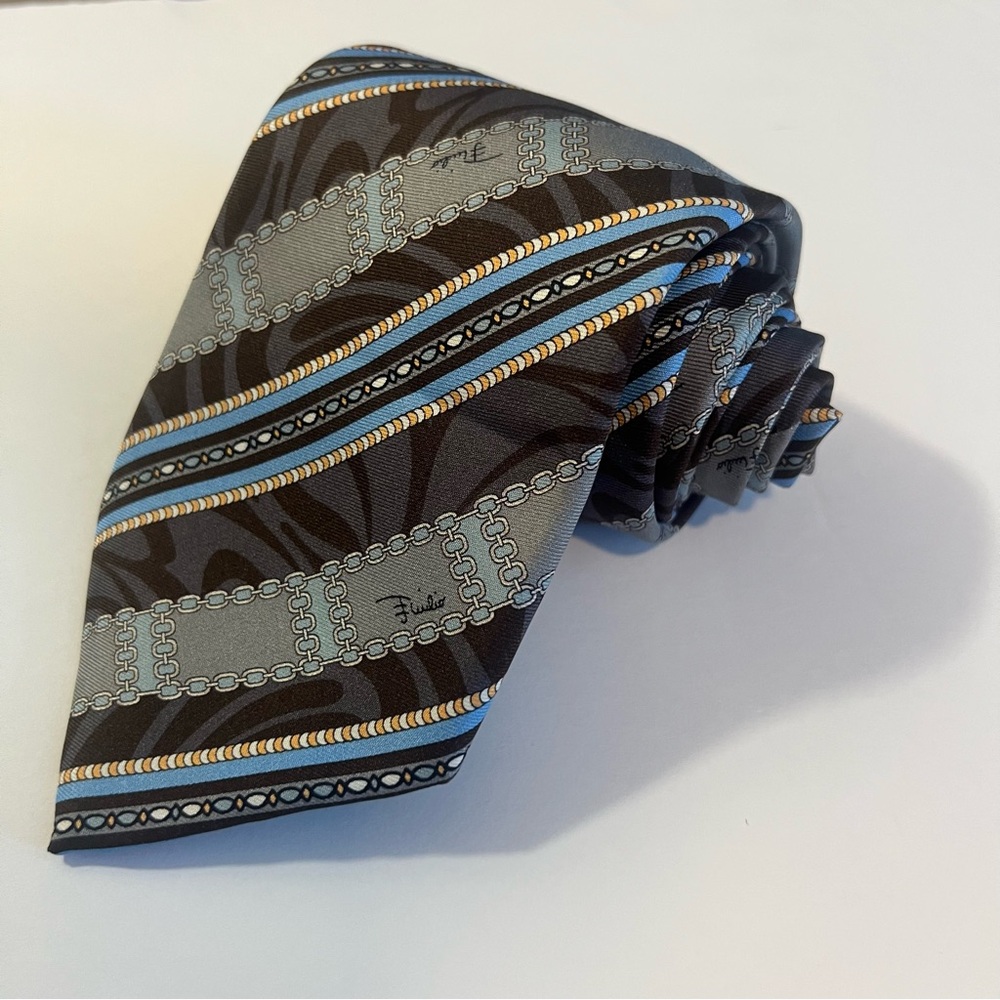 Emilio Pucci, Elegant, 100% Silk, Made in Italy, Men's‎ Neck Tie